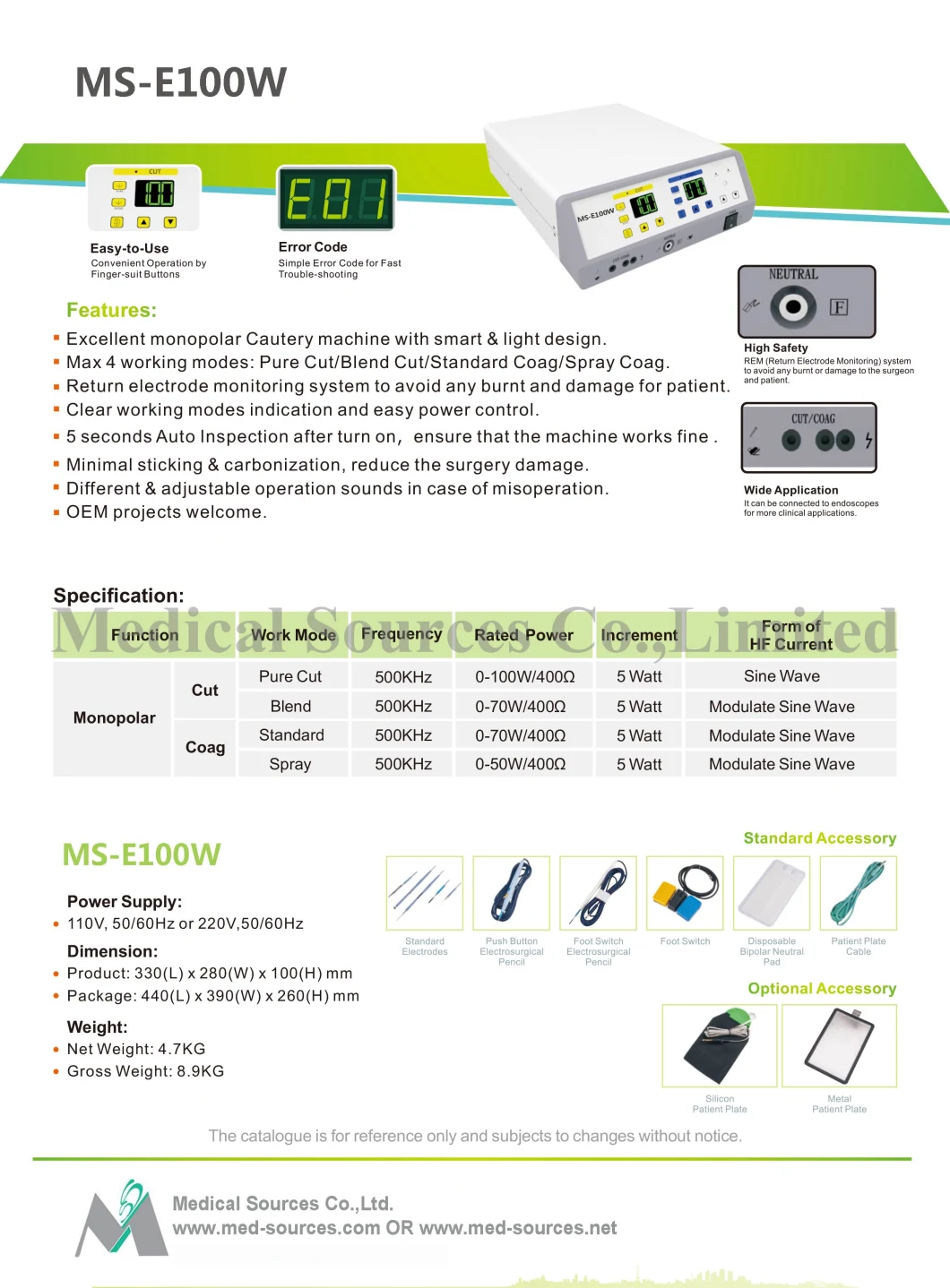 LCD Display High Frequency Diathermy Esu Electrosurgical Generator Cautery Electrosurgical Unit