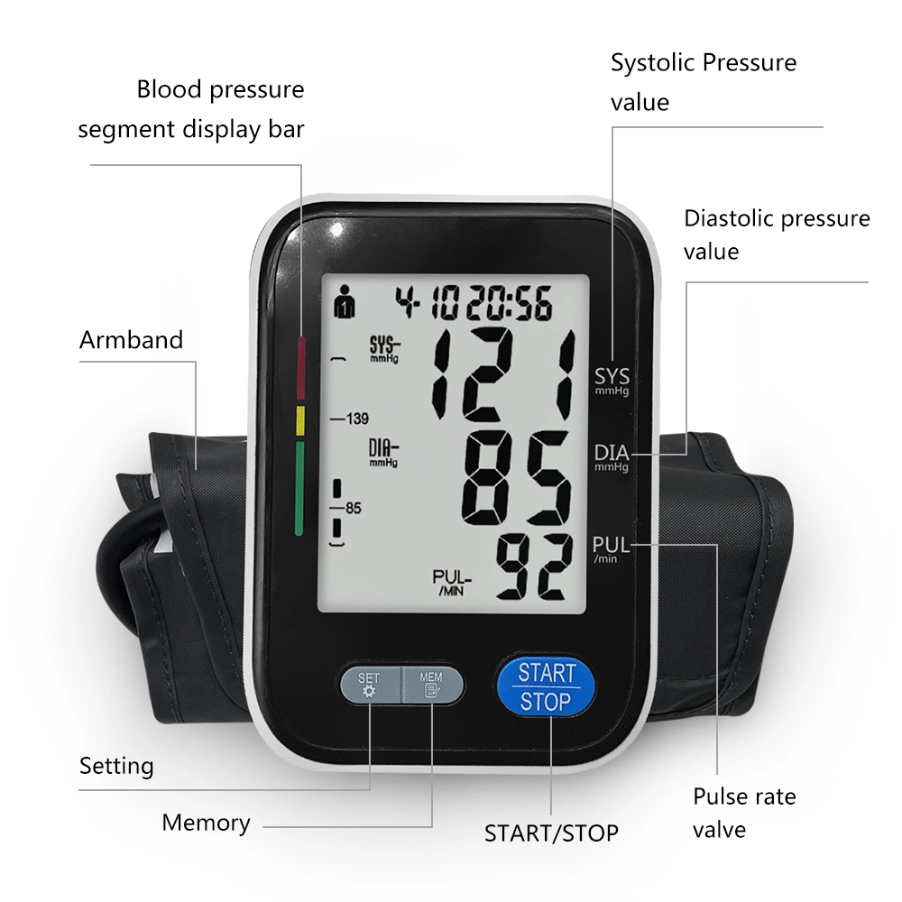 Upper Arm Digital Blood Pressure Monitor Meter Bluetooth LCD Inflation Bp Monitors