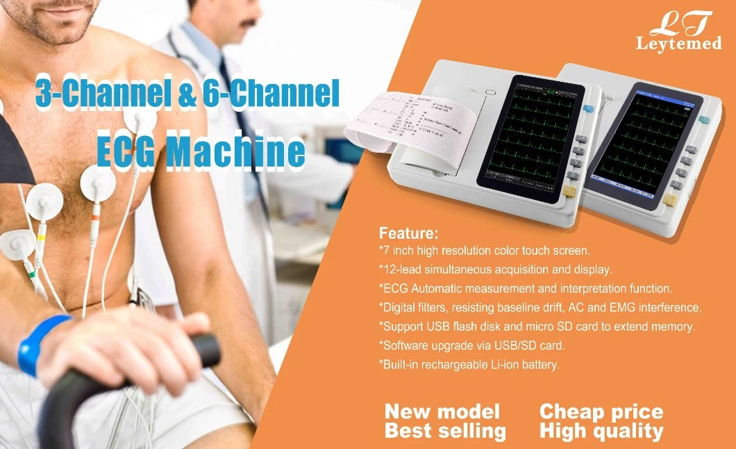 Ltse24 Medical 6 Channel 12 Lead Portable Touch Screen ECG Machines for Sale