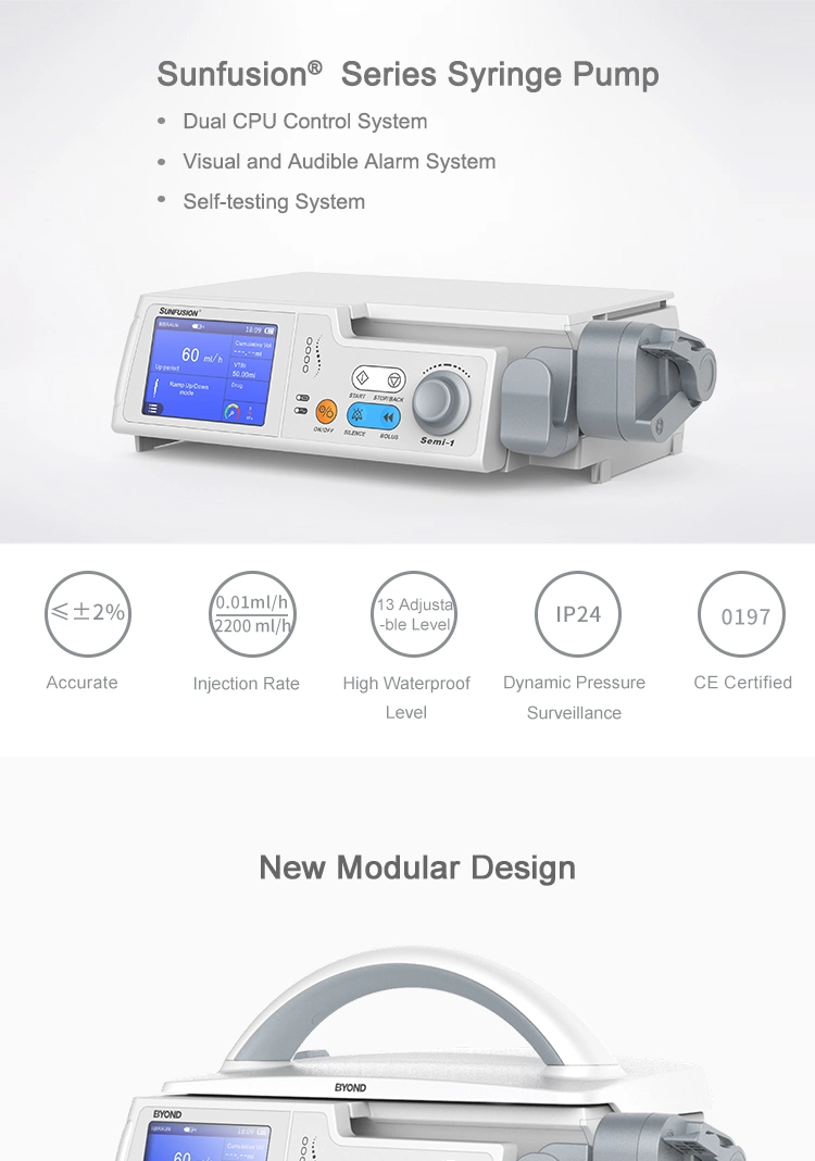 Byond High Quality Factory Price Single Portable Auto High Pressure Medical Electric Veterinary Wholesale Prefilled Injector Infusion Syringe Pump with CE